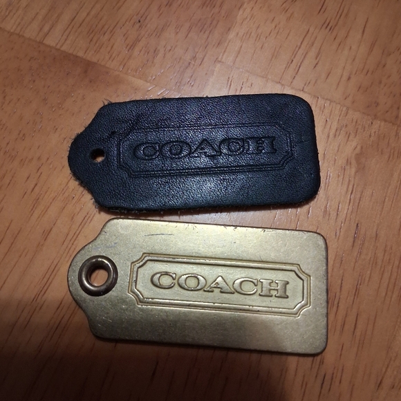 Vintage Coach Black Leather Replacement Hangtag Key fob Charm For Handbag Purse - Picture 3 of 4